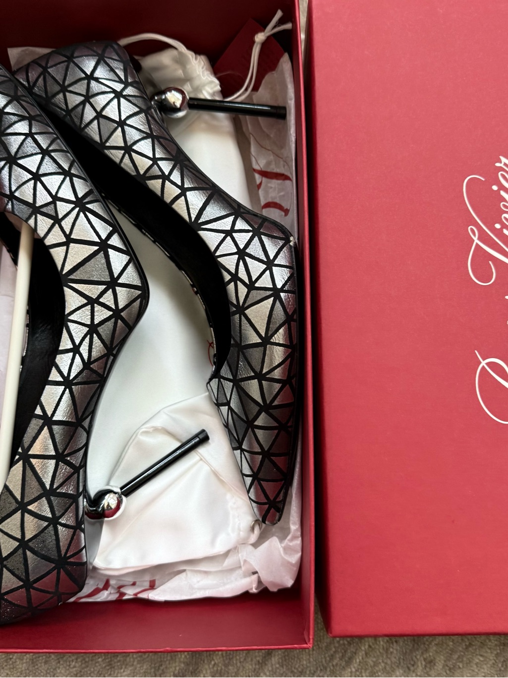 Roger Vivier Black And Silver Designer Ballet Flats